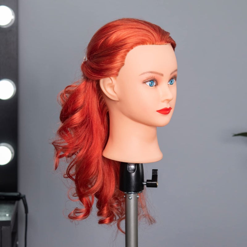 training head Traininghead 20-22" 100% Human hair Mannequin head Training Head Cosmetology Manikin Head Doll Head with free Clamp â€¦ - Image 4
